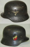 Early WW2 Luftwaffe Double Decal M35 Helmet-ET66 1st Pattern 