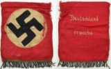 Rare Early NSDAP Small Silk Deutschland erwache Table Banner with Fringe