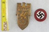 2pcs-1933 NSDAP Gautag-NSDAP Party Pin