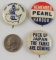 3pcs-WW2 U.S. Homefront Patriotic Buttons/Pins-REMEMBER PEARL HARBOR Etc.
