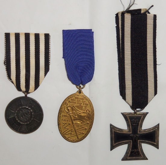 3pcs-WW1 German Medals-Iron Cross 2nd Class Etc.