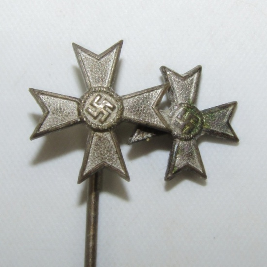 Scarce-War Merit Knights Cross/War Merit 1st Class W/O Swords Stickpin-Steinhauer & Luck