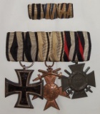 WW1 Three Place Parade Medal Bar With Ribbon Bar