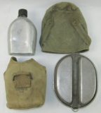 2pcs-WW2 US Canteen With Cover-Mess Kit With Cover