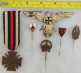 6pcs- Misc. WW1/WW2 German Veteran's Insignia/Stickpins/Honor Cross