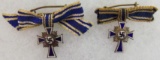 2pcs-Miniature German Mother's Crosses-Silver & Bronze