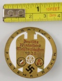 Scarce Variation 1935 Garmisch Partenkirchen Award Badge In Gold