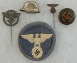 5pcs-WW2 Stickpins-Stahlhelm/SA/NSFK Etc.-Scarce DLV Sleeve Patch