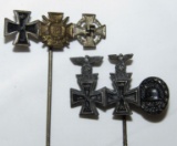 2pcs- WW1/WW2 Multi Award Stickpins-Iron Crosses With Spanges Etc.