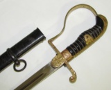 WW2 German Officer's Sword With Blade Inscription-Monogram Langet-FW Holler