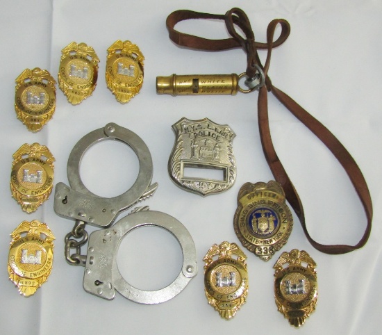 11pcs-Corp Of Engineers Badges-SING SING Prison Guard Badge-Handcuffs/Whistle Etc.