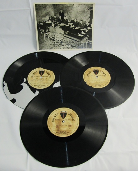 Rare Original Master Recordings Of WW2 German Surrender Reims, France-Lt. Gen Smith Signed Photo