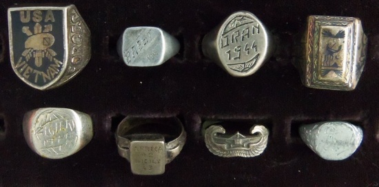 8pcs-WW2 Period Trench Art Rings-Special Forces Comm. Ring