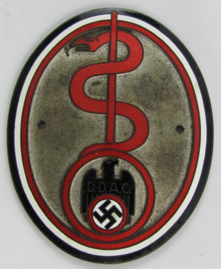 Rare WW2 German DDAC Vehicle Plaque For Doctor/Medical Personnel
