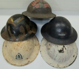 5pcs-WW1 US Doughboy Helmets With Period Painted Division Insignia And/or Camo