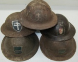 5pcs-WW1 US Doughboy Helmets With Period Painted Division Insignia And/or Camo