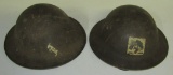 2pcs-WW1 U.S. Doughboy Helmets With Painted Insignia-Liners-91st Division?