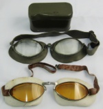 2 Pair Of WW2 German Fighter Pilot Goggles With One Storage Can