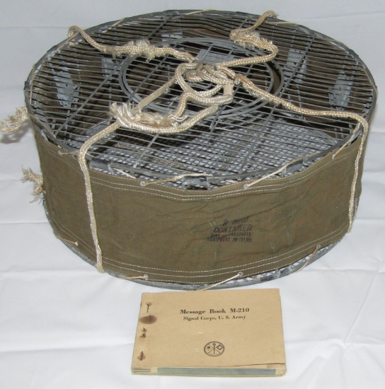 Scarce WW2 U.S. Airborne Pigeon "Jump" Cage With Message Booklet