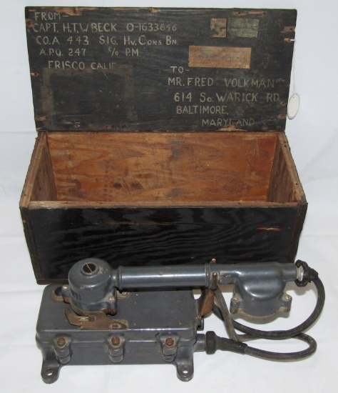 Scarce WW2 Japanese Destroyer/Aircraft Carrier Engine Room Phone W/Vet Shipping Box