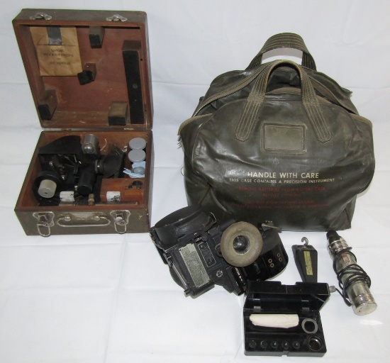 2pcs-WW2 USAAF A-10A Sextant W/Case-USN Bubble Type Sextant (AN5851-1) With Carry Bag