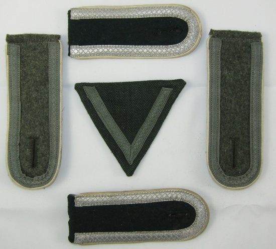 5pcs-WW2 German Army Shoulder Boards-2 Matching Prs.-HBT Rank Stripes.