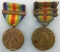 2pcs-WW1 U.S. Victory Medals With Name Engraved Rims