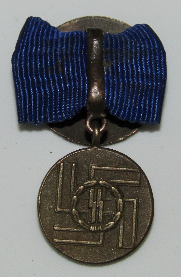 Rare Miniature 8 Year SS Service Medal For The Lapel Button