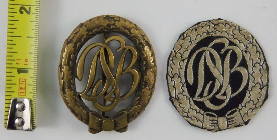 2pcs-Post WW2 German DSB (Deutscher Sportbund) Badges