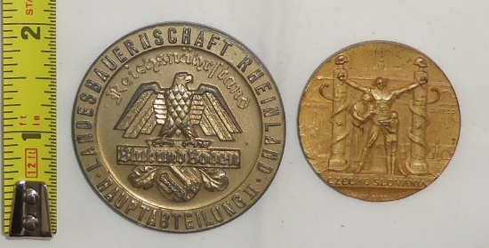 2pcs-Small WW2 German Coin Size Medallions