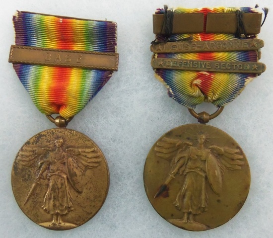 2pcs-WW1 U.S. Victory Medals With Name Engraved Rims