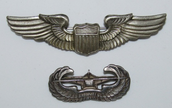 2pcs-WW2 Full Size U.S. Pilot Wings & Glider Troops Wings.