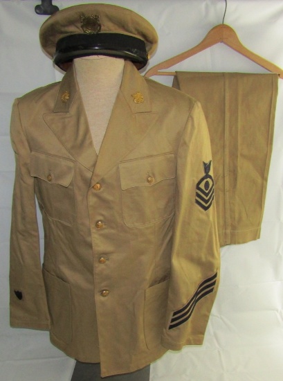 WW2 U.S. Coast Guard Chief Petty Officer Uniform-Cap-Pants Set