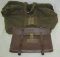 2pcs-Army Air Forces  Type A-4 Navigator's Leather Briefcase-Named Aviator's Kit Bag