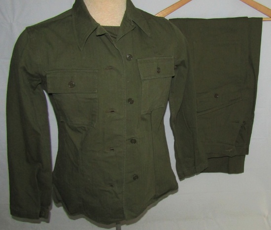 Rare WW2 Women's HBT Field Shirt W/Trousers-Named To Female Leutnant