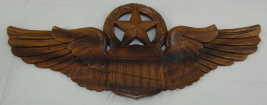 Hand Carved USAAF Command Pilot Wings Wall Hanging