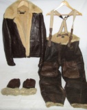 3pcs-WW2 Period USN Heavy Winter M445A Flight Jacker/B-1 Pants/Rare Gloves