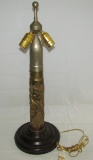Tall Trench Art Shell Lamp With Floral Motif