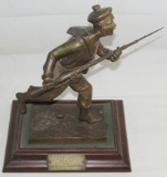 Rare Military Soldier Bronze Sculpture With Dedication PlaqueTo WW1 Navy Cross Recipient