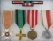 5pcs-WW2/Later Period Polish Valor Medals/Embroidered Ribbon Bar