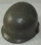 WW2 Front Seam/Swivel Bale Named M1 Helmet With Liner-42nd Division