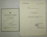 2pcs-Waffen SS Promotion Letter To Father Of Eastern Front  Soldier/Son KIA Notice