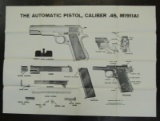 Original WW2 Period US Infantry School Training Chart-M1911A1 .45 Cal.  Pistol