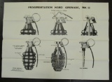 Original WW2 Period US Infantry School Training Chart-MKII Fragmentation Grenade