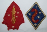 2pcs-WW2 Period USMC 2nd Division Patches-1st & 2nd Types