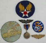 WW2 U.S. Army Air Corp 530th Bomb Squadron Patch-Air Medal-Bullion/Wood Carved Gunner Wings Etc.