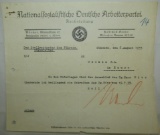 Rare Early Nazi Party Letter To Reichs Party Leader Signed By Martin Bormann