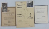 4pcs- KIA Wehrmacht Death Notice/Photo. Rare Waffen SS Officer Death Notice With Photo Of Grave