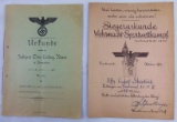 2pcs-3rd Reich Army Sports Camp Certificate-Claims Booklet For Damages