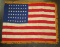 48 Star American Flag-Embroidered Stars on Multi Piece Silk Base-Gold Fringe